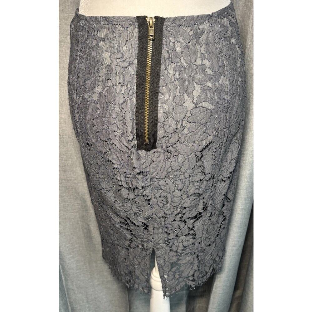 CHASER NWT Gray High Waist Lace Exposed Zipper Lined Mini Pencil Skirt Small - Picture 4 of 16